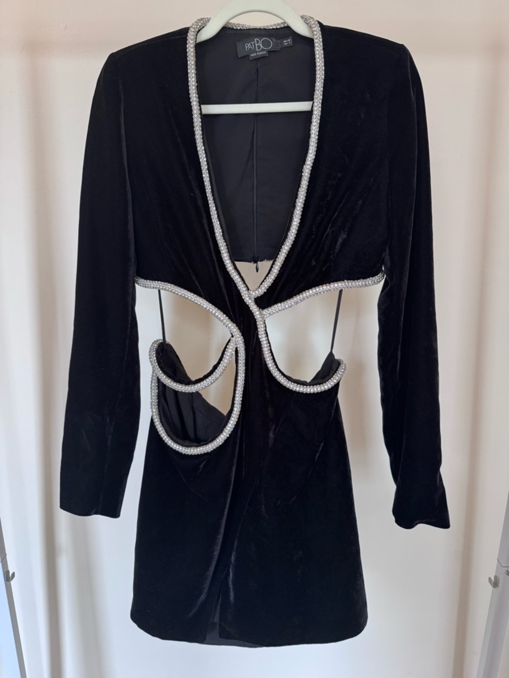 PatBo Cut Out Mini Dress in Rhinestone Trim
